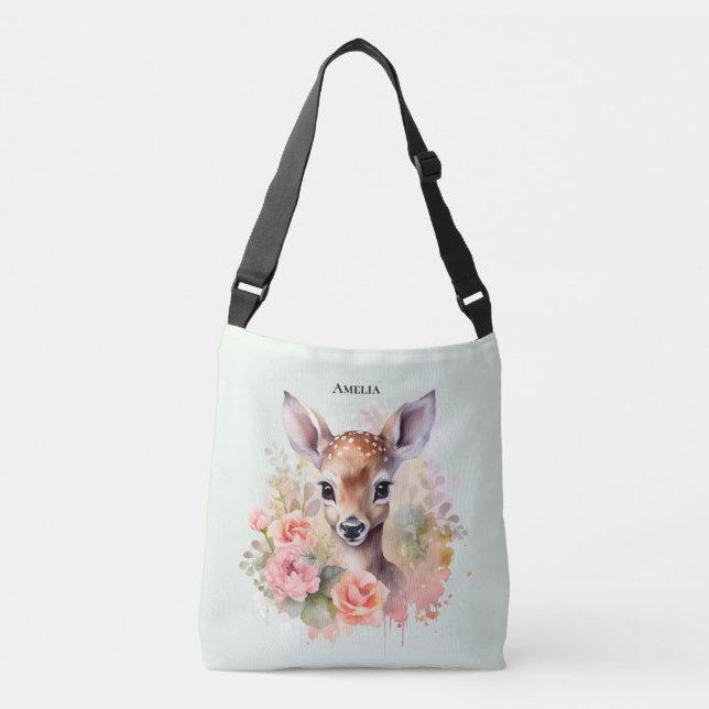 Sac Ajustable De Beaux Cerfs Entourés De Roses (Devant)