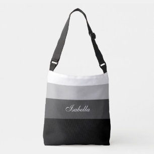 Sac Ajustable Dégradé de bandes grises blanches et calligraphie