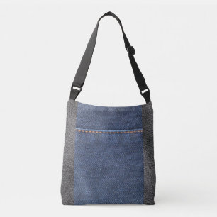 Sac Ajustable Denim moderne de blues-jean et cuir noir