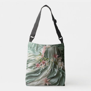 Sac Ajustable Des rideaux de soie verte et crème et des fleurs r