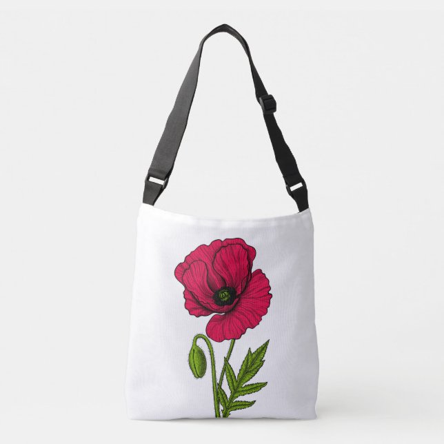 Sac Ajustable Dessin de pavot rouge (Devant)