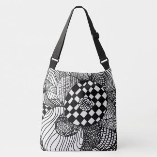 Sac Ajustable Dessin tiré par la main noir et blanc de