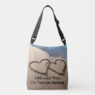 Sac Ajustable Deux Coeurs Dans Le Sable Personnalisé Sur Tout Le
