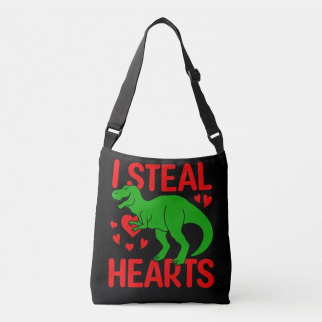 Sac Ajustable Dinosaure Vert Valentine I Voler Coeurs (Devant)