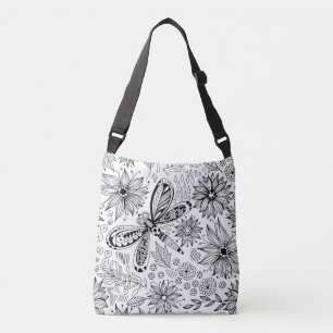 Sac Ajustable Dragonfly et doodle de fleurs