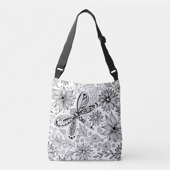 Sac Ajustable Dragonfly et doodle de fleurs (Devant)