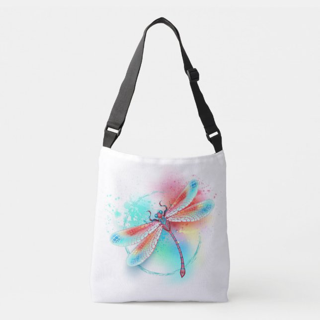 Sac Ajustable Dragonfly rouge sur l'arrière - plan aquarelle (Devant)