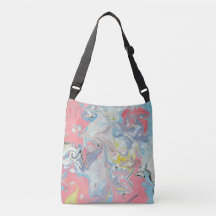 Ebru Art Pastel Abstract Marbled Cross Body Bag