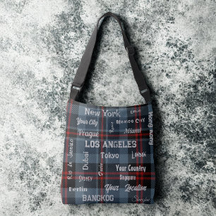 Sac Ajustable écossais chic bleu rouge tartan plaid & méga ville