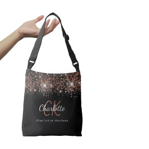 Sac Ajustable Écriture en or noir rose