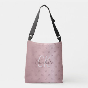 Sac Ajustable Écriture moderne élégante monogramme rose 