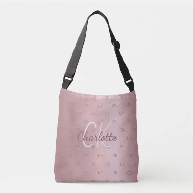 Sac Ajustable Écriture moderne rose monogramme (Devant)