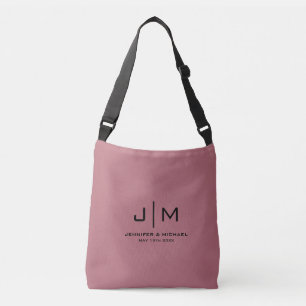 Sac Ajustable Élégant Monogramme initial Mariage Couple Rose Or