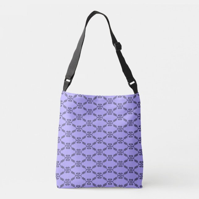 Sac Ajustable Élégant motif spiral noir sur perwinkle (Dos)