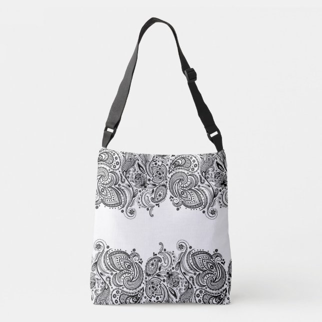 Sac Ajustable Élégant noir Paisley Lace Arrière - plan blanc (Dos)