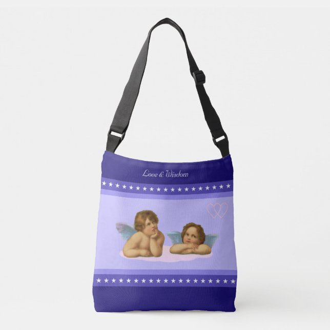 Sac Ajustable Élégant Raphael Cherubs & Etoiles sur les tons ble (Devant)