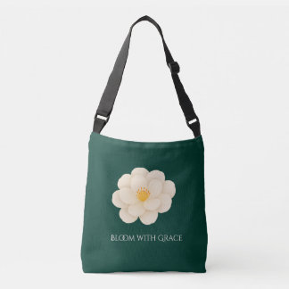 Sac Ajustable Elegant White Camellia Deep Green Botanical Bloom 