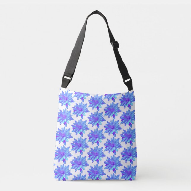 Sac Ajustable Élégante fleur florale violette bleu (Devant)