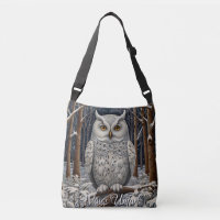 Élégante forêt d'hiver de chouette blanche boho