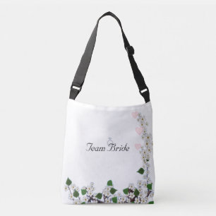 Sac Ajustable Élégantes fleurs d'équipe de mariée sur fond blanc