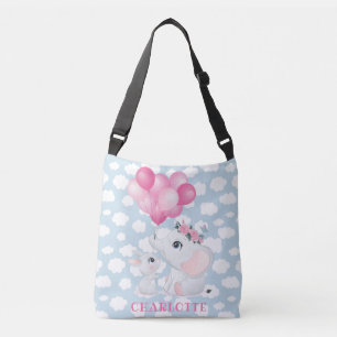Sac Ajustable Éléphant Féminin Et Lapin avec Fleurs et Ballon