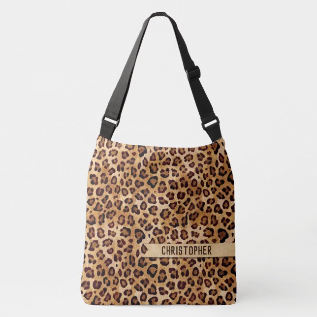 Sac Ajustable Empreinte de léopard Rustic Texture Nom de l'ajout (Devant)