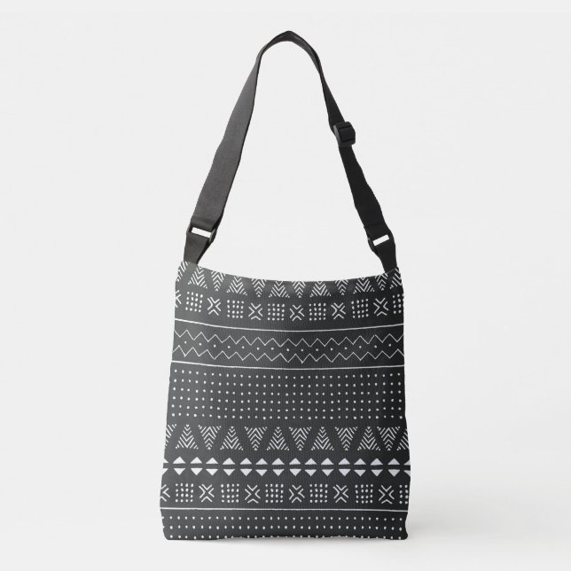 Sac Ajustable Ethnie tribale : motif noir blanc. (Devant)