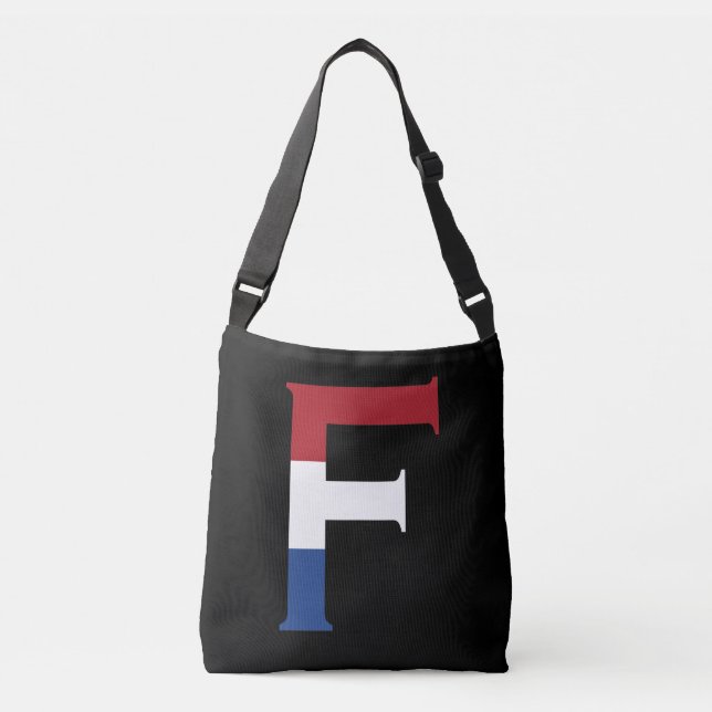 Sac Ajustable F Monogramme superposé sur le drapeau NLD sur bk c (Devant)
