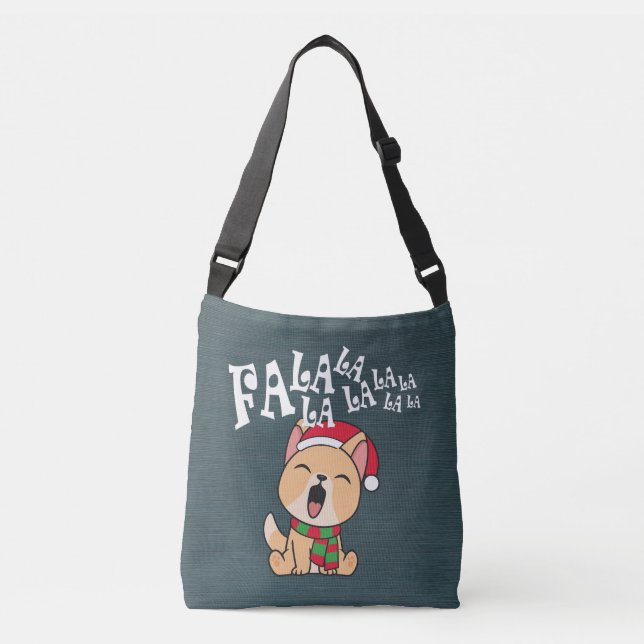 Sac Ajustable Fa La La La Christmas Chien chantant Crossbody Bag (Devant)