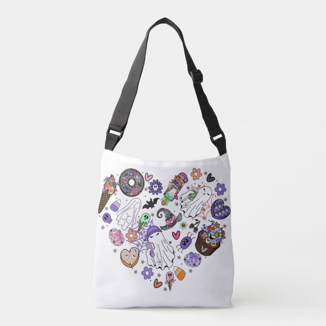 Sac Ajustable Fantômes d'Halloween et Citrouille Clipart forme C (Devant)