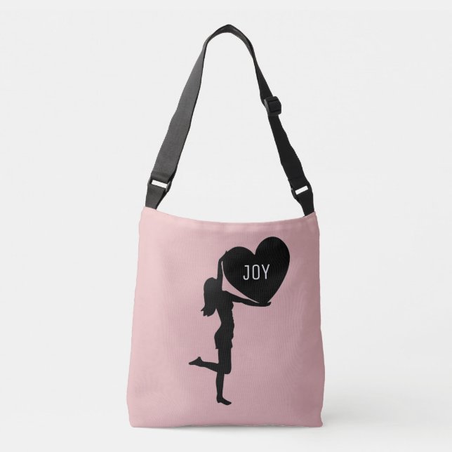 Sac Ajustable Femme au coeur noir silhouette sur or rose (Devant)