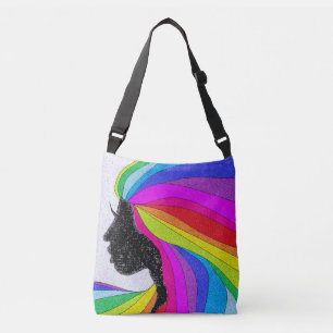 Sac Ajustable Femme avec Rainbow Hair Cross Body Bag ou Fourre-t