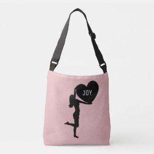 Sac Ajustable Femme avec silhouette noire de cœur sur or rose