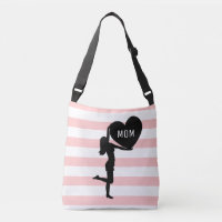 Femme & cœur silhouette noire sur rose & blanc