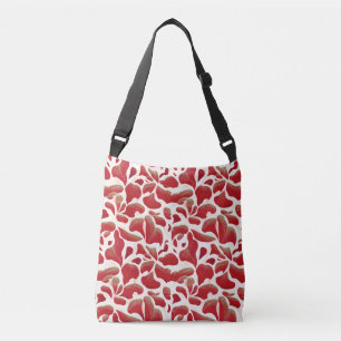 Sac Ajustable Feuilles de vol blanc et rouge Motif répétitif