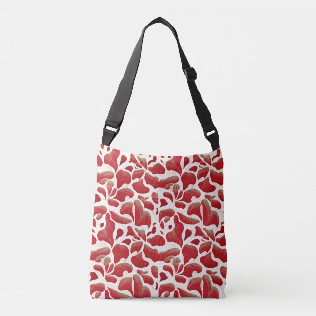 Sac Ajustable Feuilles de vol blanc et rouge Motif répétitif (Devant)