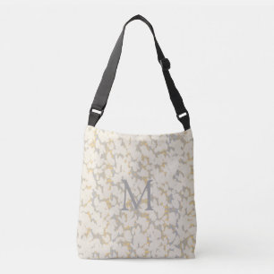 Sac Ajustable Feuilles d'or gris crème monogramme Design abstrai