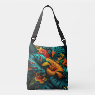 Sac Ajustable Feuilles et fleurs tropicales élégantes et colorée