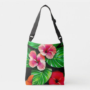 Sac Ajustable Feuilles tropicaux colorés et fleurs d'Hibiscus