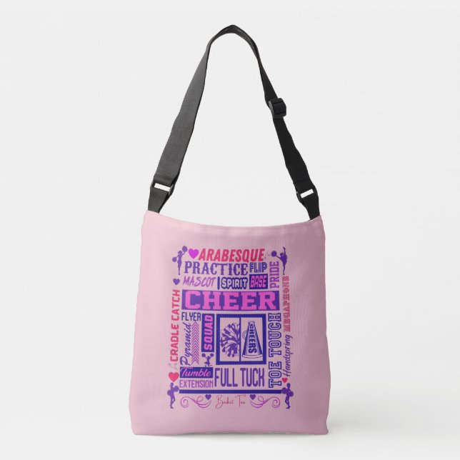 Sac Ajustable Filles Cheerleader rose et violet Word Art (Devant)