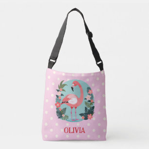 Sac Ajustable Flamant rose floral rose carton mignon avec Pois