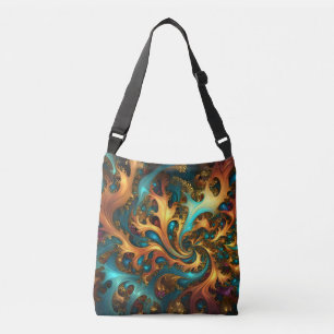 Sac Ajustable Flammes de couleur : danse fractale sarcelle, or e