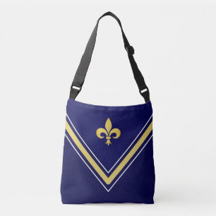 Sac Ajustable Fleur de Lis dorée sur fond bleu marine et blanc