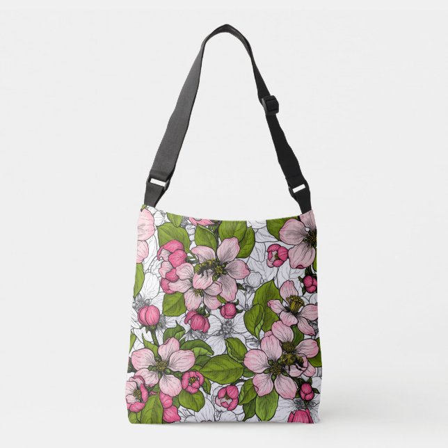 Sac Ajustable Fleur de pomme sur blanc (Devant)