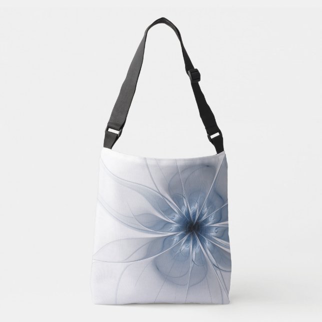 Sac Ajustable Fleur imaginaire fractale bleue douce et tendresse (Devant)