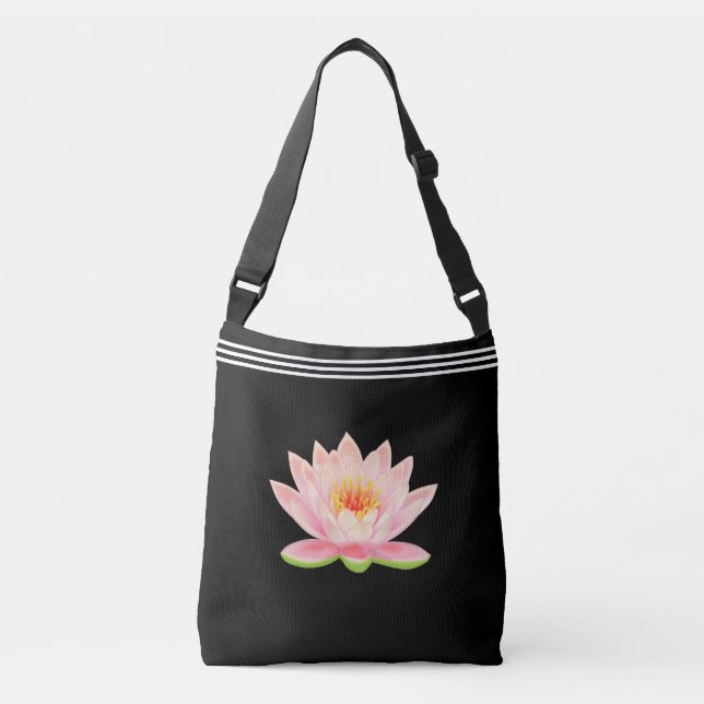 Sac Ajustable Fleur Lotus personnalisée en noir (Devant)