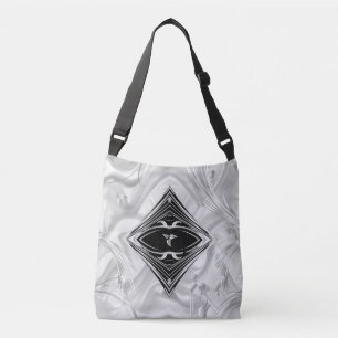 Sac Ajustable Fleurs Abstraites en argent sur soie & art