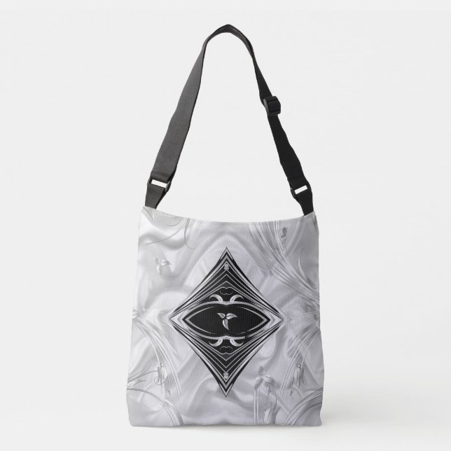 Sac Ajustable Fleurs Abstraites en argent sur soie & art (Devant)