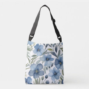 Sac Ajustable Fleurs Bleues Aquarelle Design Floral
