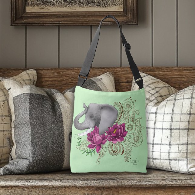 Sac Ajustable Fleurs de lotus henné éléphant (Créateur téléchargé)